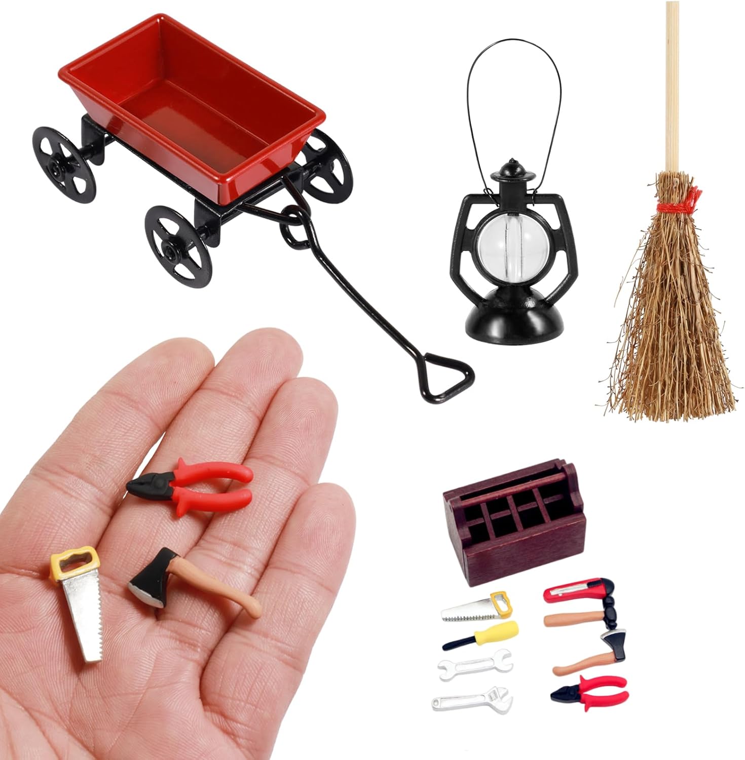 Zauberhafte Miniatur-Gartenwerkzeuge und -Besen für kreative Projekte 8 Miniatur-Garten Werkzeug-Set